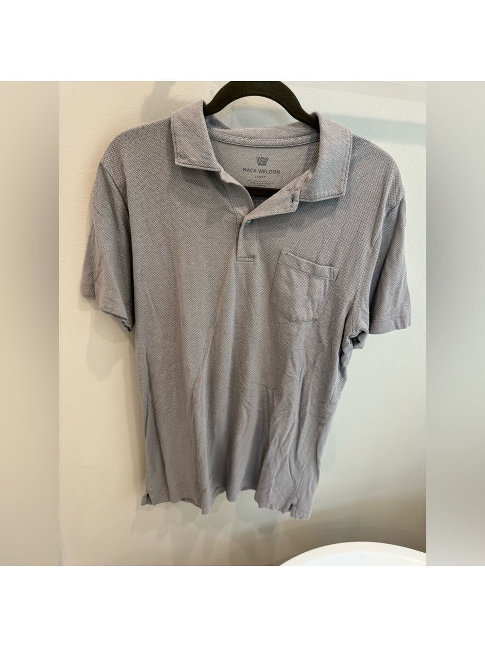 Mack Weldon for daily wear light gray short sleeve polo shirt men's large L - Picture 1 of 2